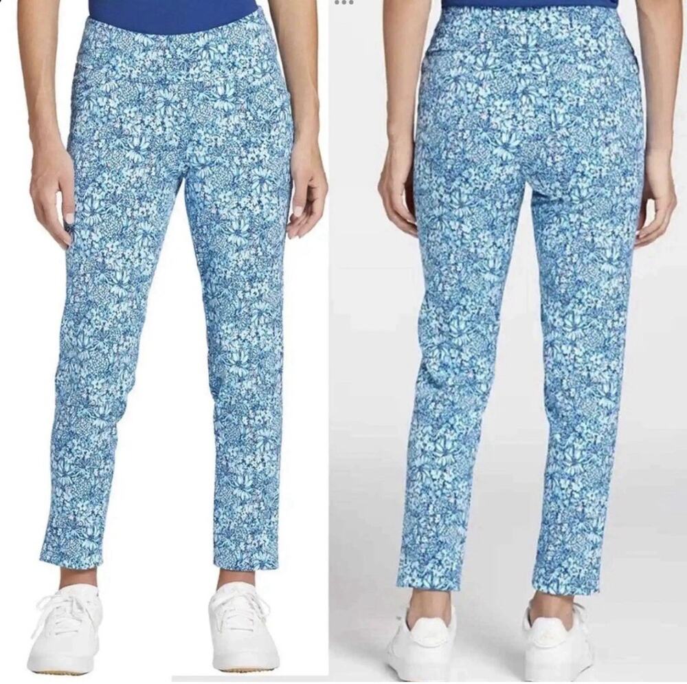 Lilly Pulitzer Women’s Golf Pants Luxletic Blue Floral UPF 50+ Sz 8 Resort